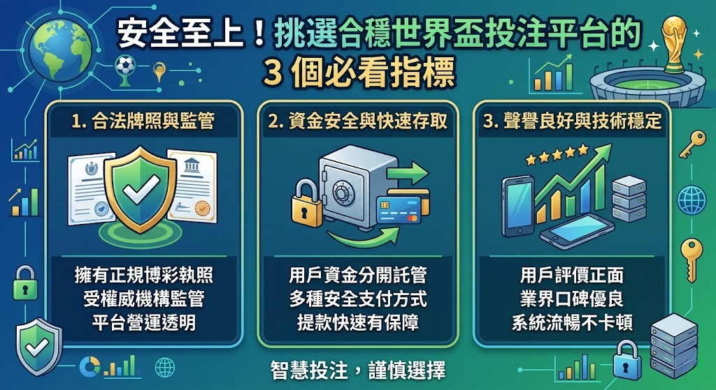 挑選合法穩定世界盃投注平台的 3 個必看指標